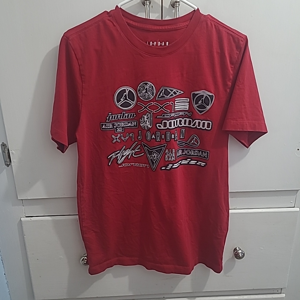 Nike Air Jordan Brand Rep 20 Logos Mens Shirt  Gym RedBlack Dx9599687 Rare